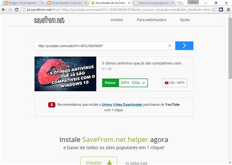 pt.savefrom.net|Como baixar vídeo do YouTube usando ss